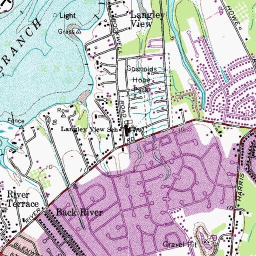 Topographic Map of S P Langley Elementary School, VA