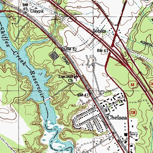 Topographic Map of Lee Hall Church, VA