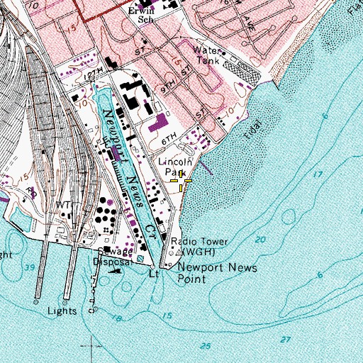 Topographic Map of King-Lincoln Park, VA