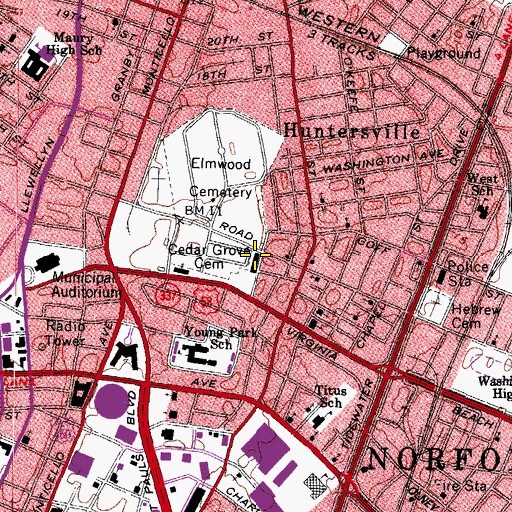 Topographic Map of Lott-Carey School, VA