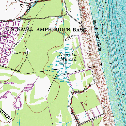 Topographic Map of Lovetts Marsh, VA