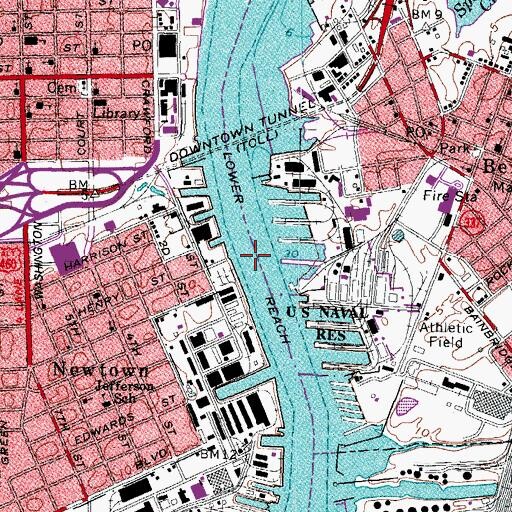 Topographic Map of Lower Reach, VA