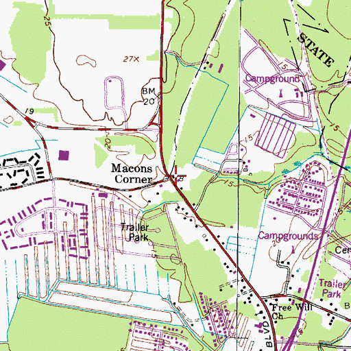 Topographic Map of Macons Corner, VA