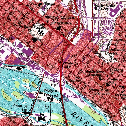 Topographic Map of Main Street Station, VA
