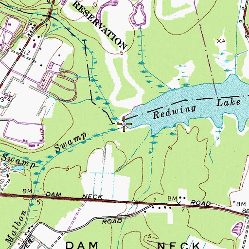 Topographic Map of Malbon Swamp, VA