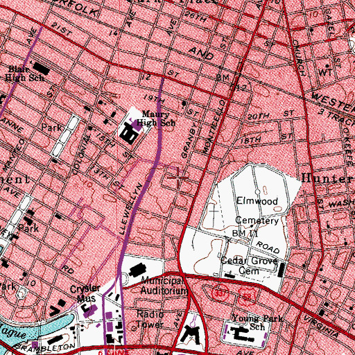 Topographic Map of Marshall School, VA
