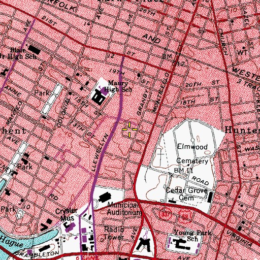Topographic Map of Marshall School, VA