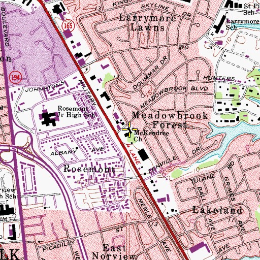 Topographic Map of McKendree Church, VA