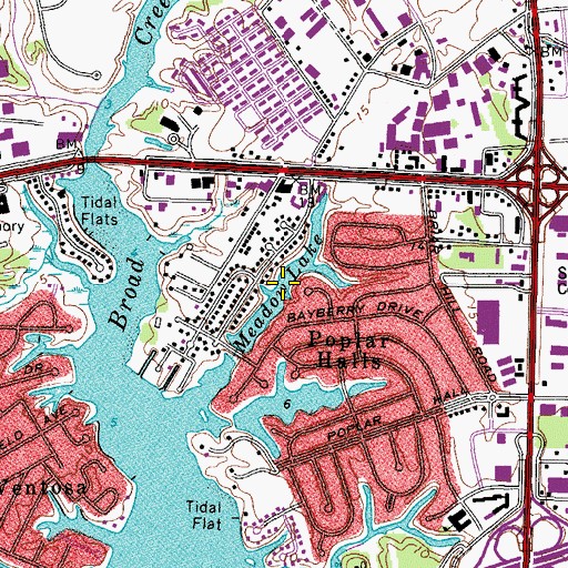 Topographic Map of Meadow Lake, VA