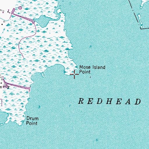 Topographic Map of Mose Island Point, VA