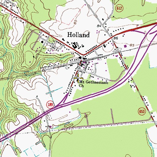 Topographic Map of Mount Gethsemane Church, VA