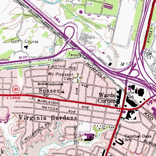 Topographic Map of Mount Pleasant Cemetery, VA