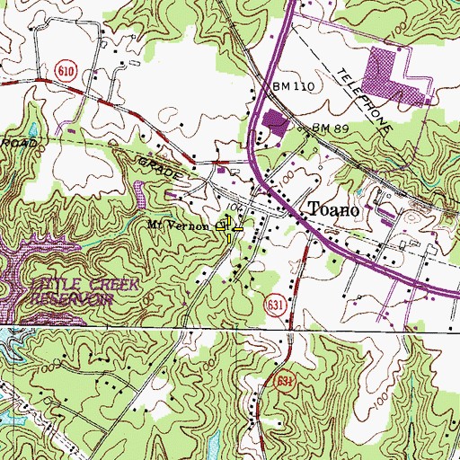 Topographic Map of Mount Vernon Church, VA