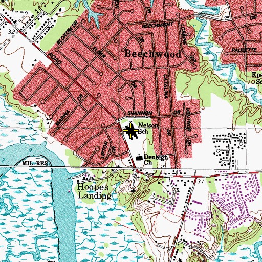 Topographic Map of Moyer Road School, VA