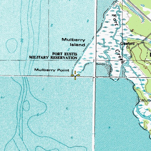 Topographic Map of Mulberry Point, VA