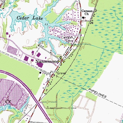 Topographic Map of Nansemond, VA