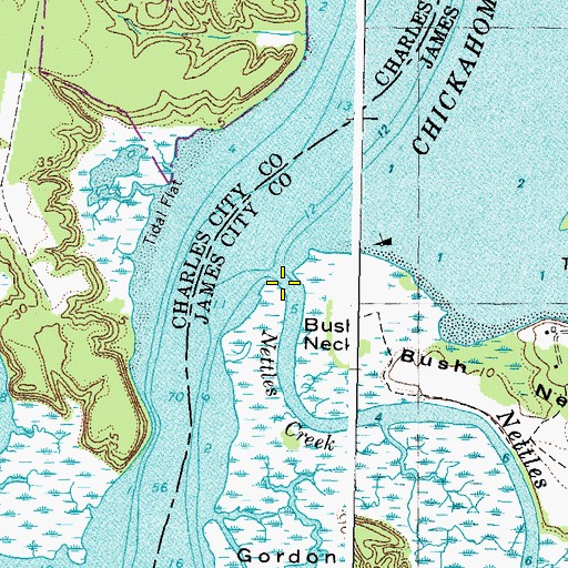 Topographic Map of Nettles Creek, VA