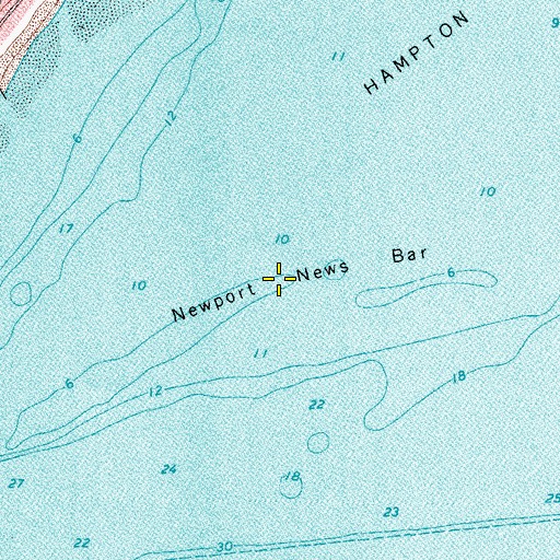 Topographic Map of Newport News Bar, VA