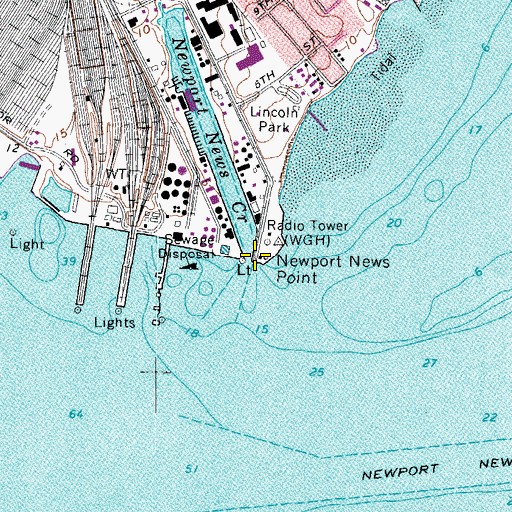 Topographic Map of Newport News Creek, VA