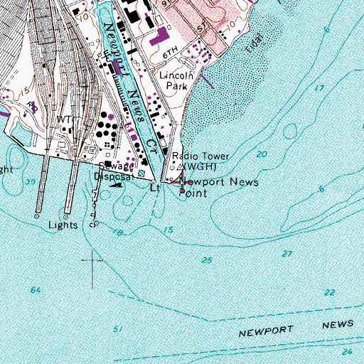 Topographic Map of Newport News Point, VA