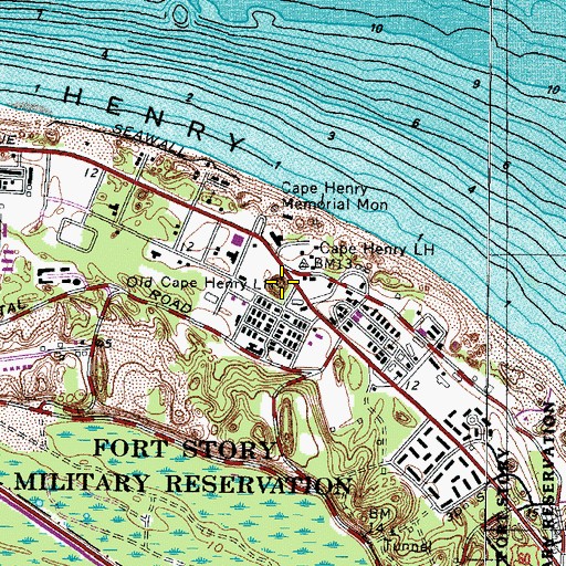 Topographic Map of Old Cape Henry Lighthouse, VA