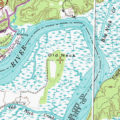 Topographic Map of Old Neck, VA