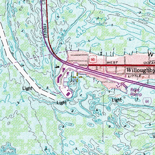 Topographic Map of Old Point Ferry, VA