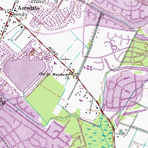 Topographic Map of Old Saint Matthews Church, VA