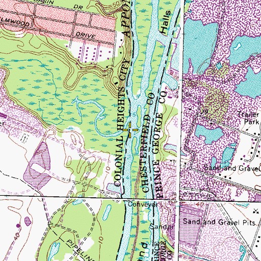 Topographic Map of Oldtown Creek, VA