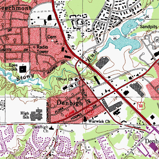 Topographic Map of Olivet Church, VA
