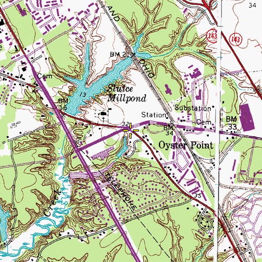 Topographic Map of Oyster Point, VA