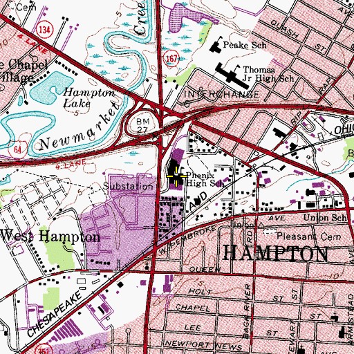 Topographic Map of Phenix High School, VA