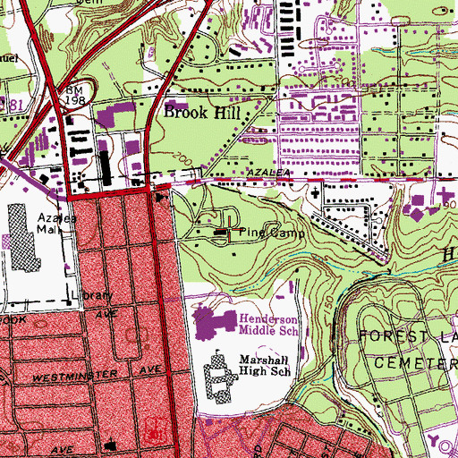 Topographic Map of Pine Camp, VA