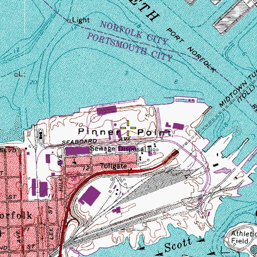 Topographic Map of Pinner Point, VA