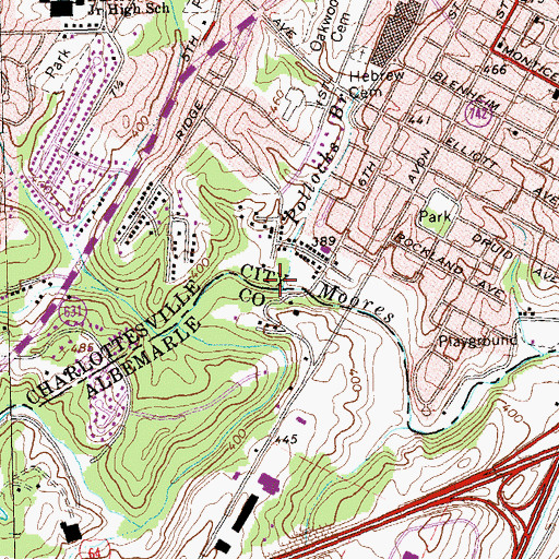 Topographic Map of Pollocks Branch, VA