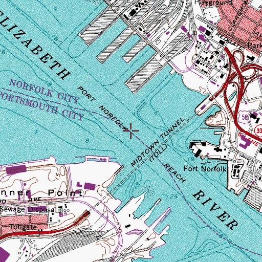 Topographic Map of Port Norfolk Reach, VA
