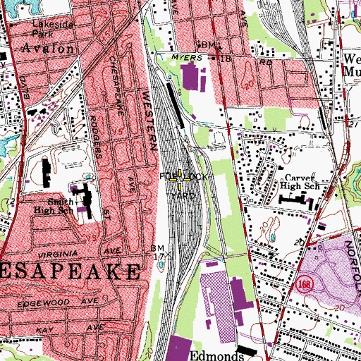 Topographic Map of Portlock Yard, VA