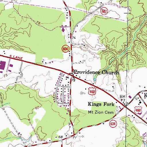 Topographic Map of Providence Church, VA