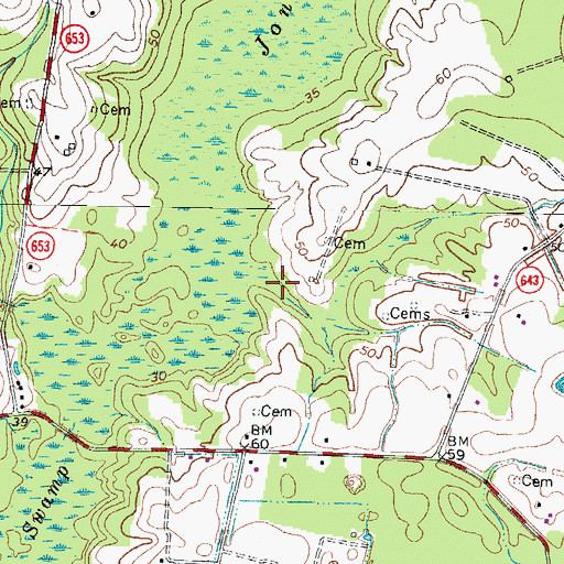 Topographic Map of Quaker Swamp, VA