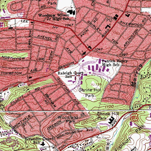 Topographic Map of Raleigh Court Elementary School, VA