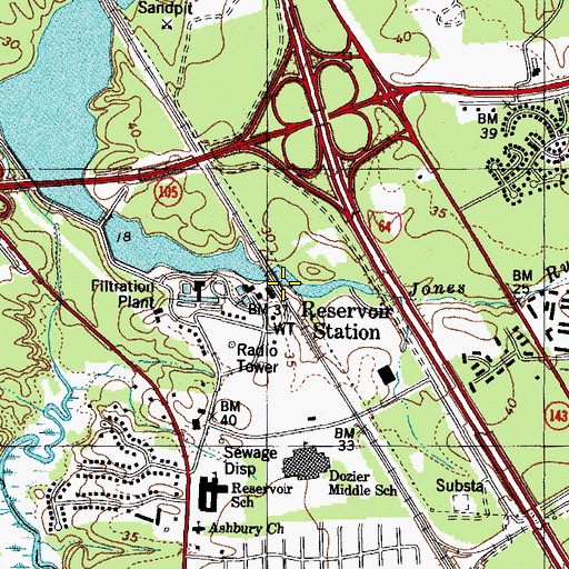 Topographic Map of Reservoir Station, VA