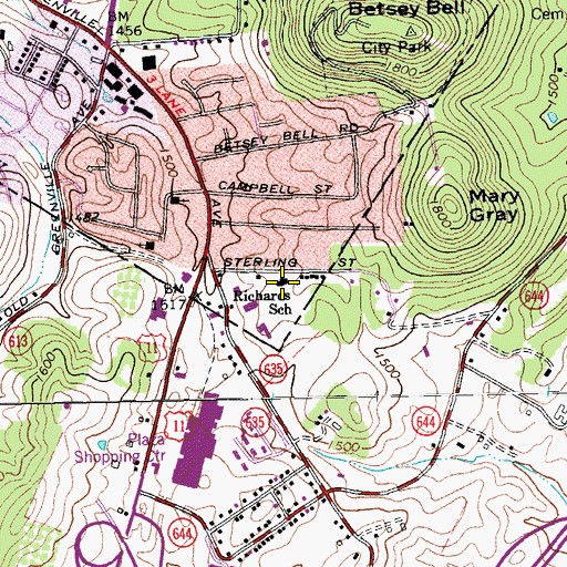 Topographic Map of C F Richards Junior Academy, VA