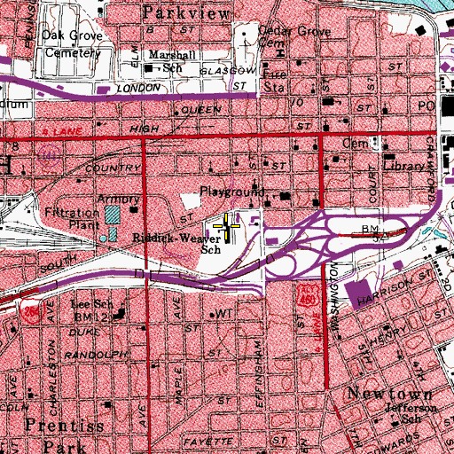 Topographic Map of Riddick-Weaver School, VA