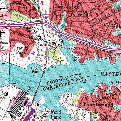 Topographic Map of Riverside Park, VA