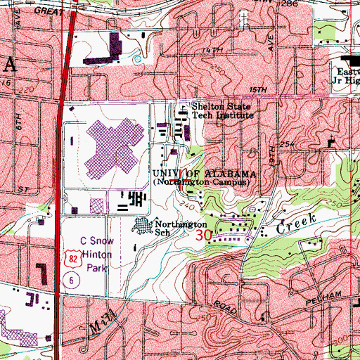 Topographic Map of Carriage Lane, AL