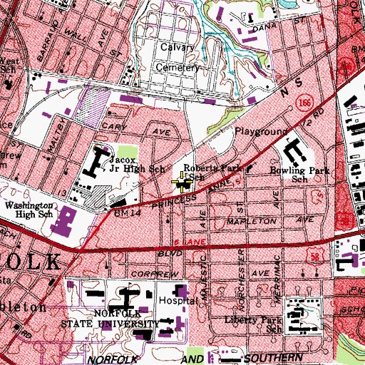 Topographic Map of Roberts Park Elementary School, VA
