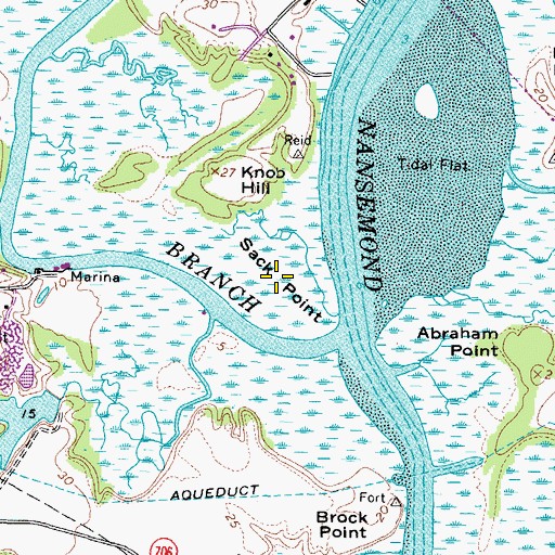 Topographic Map of Sack Point, VA