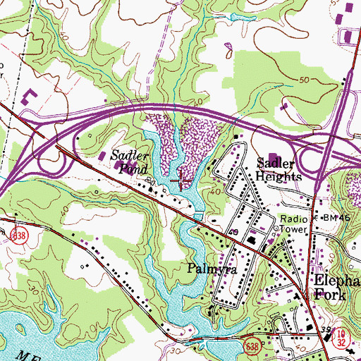 Topographic Map of Sadler Pond, VA