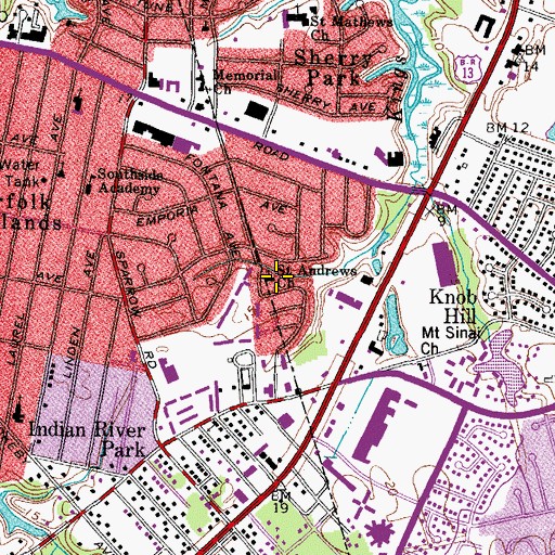 Topographic Map of Saint Andrews Church, VA