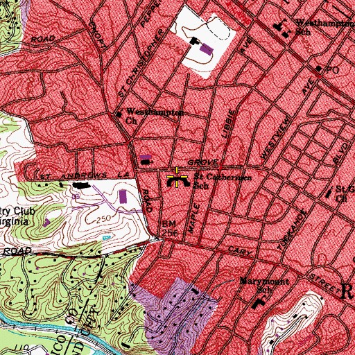 Topographic Map of Saint Catherine's School, VA
